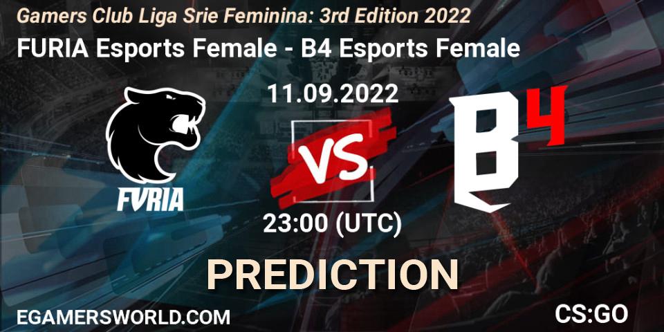 Pronósticos FURIA Esports Female - B4 Esports Female. 11.09.2022 at 23:00. Gamers Club Liga Série Feminina: 3rd Edition 2022 - Counter-Strike (CS2)