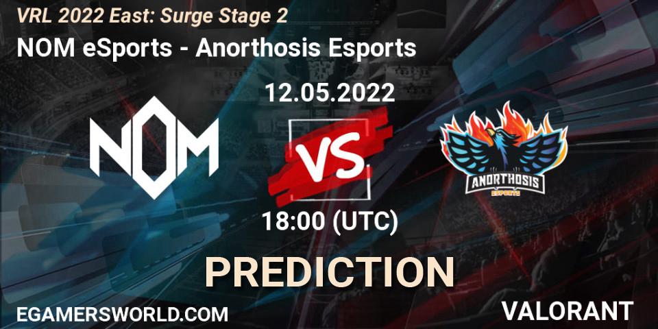 Pronósticos NOM eSports - Anorthosis Esports. 12.05.2022 at 18:45. VRL 2022 East: Surge Stage 2 - VALORANT