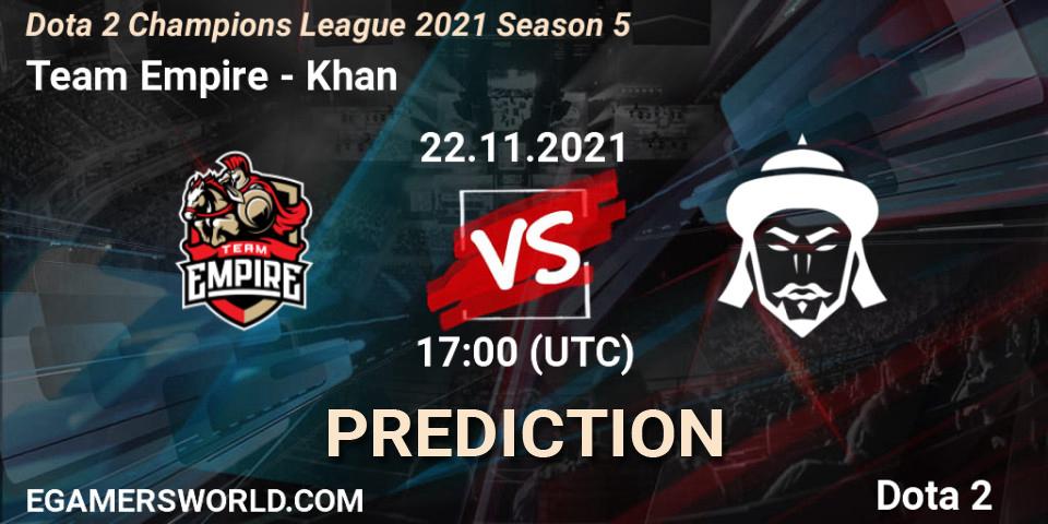 Pronósticos Team Empire - Khan. 22.11.21. Dota 2 Champions League 2021 Season 5 - Dota 2