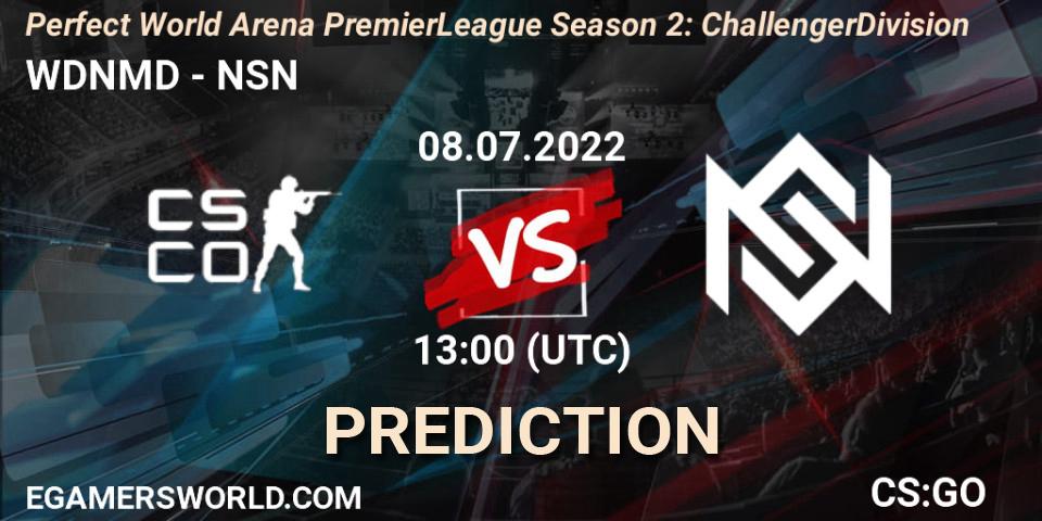 Pronósticos WDNMD - NSN. 08.07.2022 at 07:00. Perfect World Arena Premier League Season 2: Challenger Division - Counter-Strike (CS2)