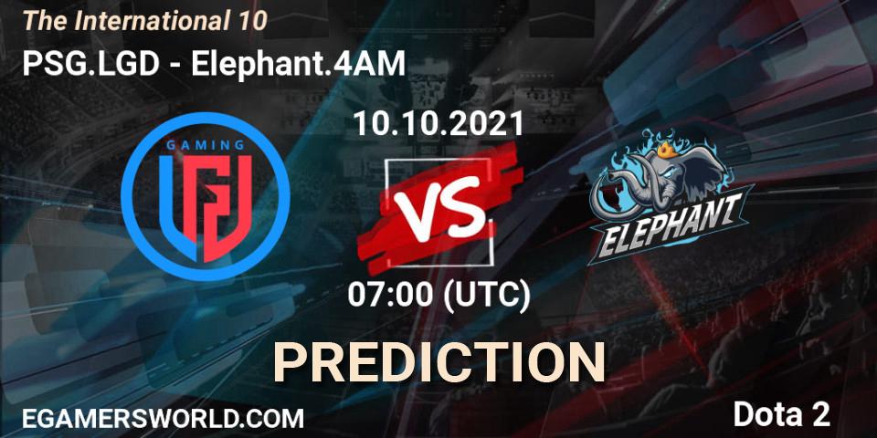 Pronósticos PSG.LGD - Elephant.4AM. 10.10.2021 at 07:00. The Internationa 2021 - Dota 2