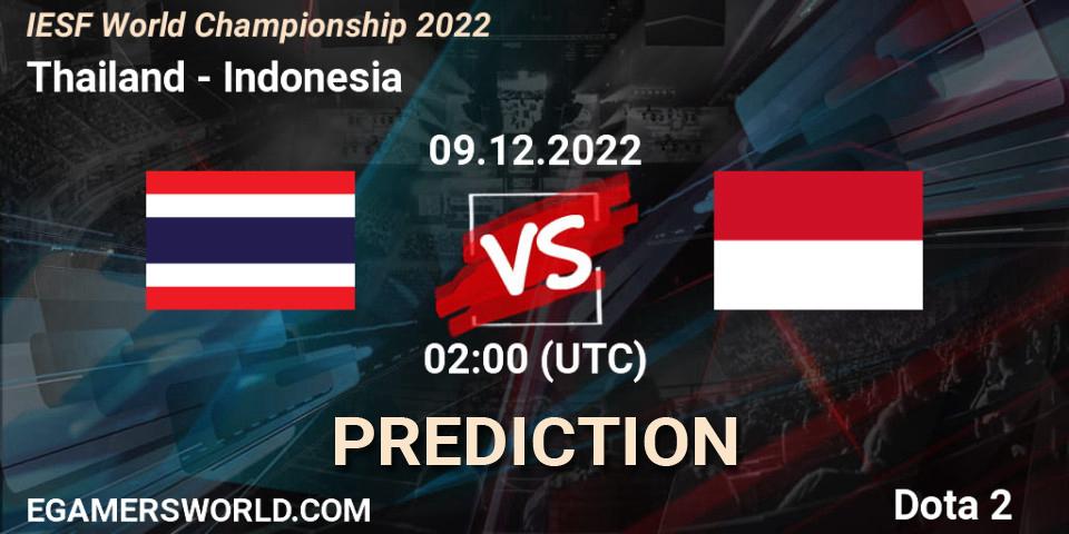 Pronósticos Thailand - Indonesia. 09.12.22. IESF World Championship 2022 - Dota 2