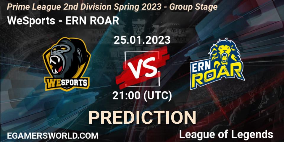 Pronósticos WeSports - ERN ROAR. 25.01.2023 at 21:00. Prime League 2nd Division Spring 2023 - Group Stage - LoL