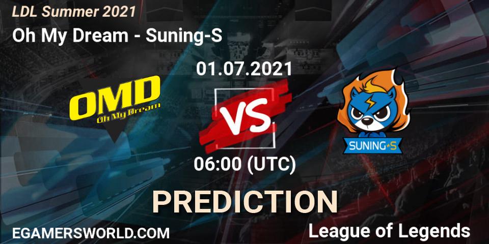 Pronósticos Oh My Dream - Suning-S. 01.07.2021 at 06:00. LDL Summer 2021 - LoL
