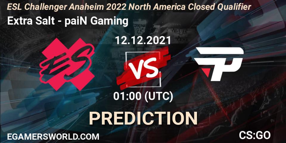 Pronósticos Extra Salt - paiN Gaming. 12.12.21. ESL Challenger Anaheim 2022 North America Closed Qualifier - CS2 (CS:GO)