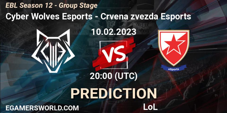 Pronósticos Cyber Wolves Esports - Crvena zvezda Esports. 10.02.23. EBL Season 12 - Group Stage - LoL