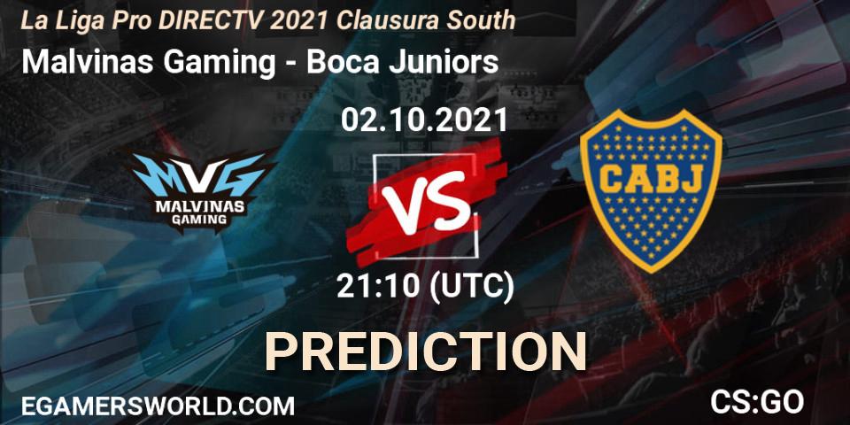 Pronósticos Malvinas Gaming - Boca Juniors. 02.10.2021 at 21:10. La Liga Season 4: Sur Pro Division - Clausura - Counter-Strike (CS2)