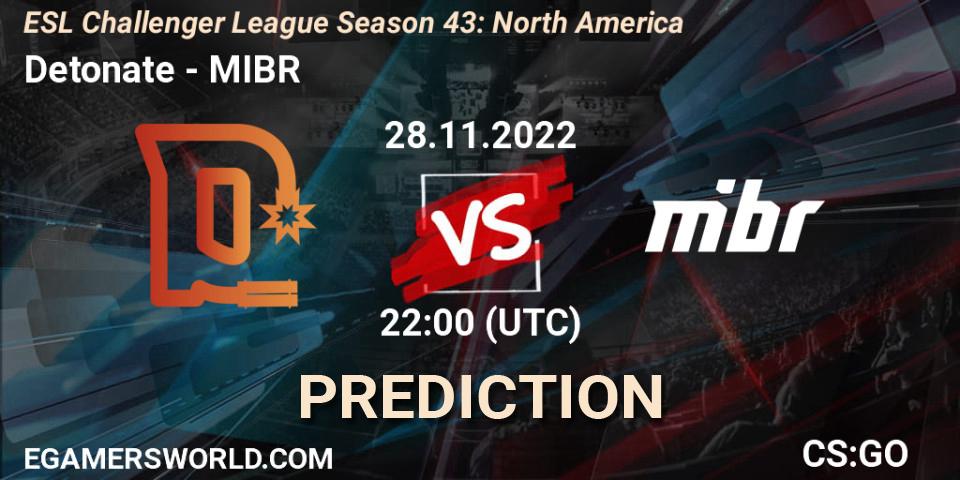 Pronósticos Detonate - MIBR. 28.11.22. ESL Challenger League Season 43: North America - CS2 (CS:GO)