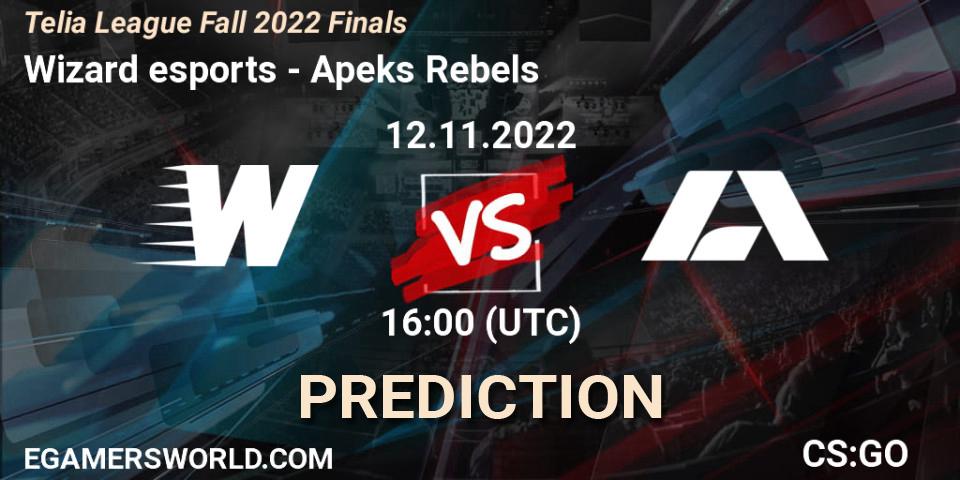 Pronósticos Wizard esports - Apeks Rebels. 12.11.2022 at 16:00. Telia League Fall 2022 Finals - Counter-Strike (CS2)