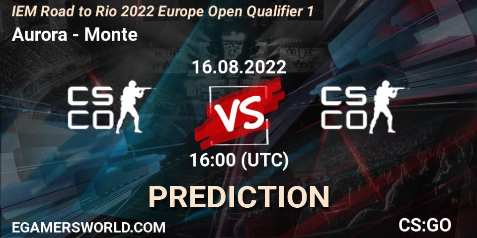 Pronósticos Aurora - Monte. 16.08.2022 at 16:00. IEM Road to Rio 2022 Europe Open Qualifier 1 - Counter-Strike (CS2)