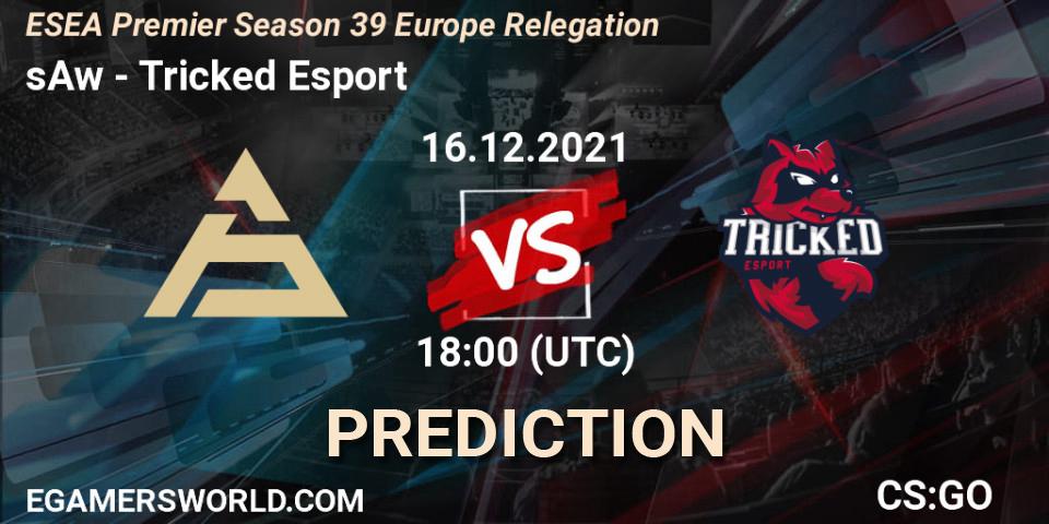 Pronósticos sAw - Tricked Esport. 16.12.2021 at 18:00. ESEA Premier Season 39 Europe Relegation - Counter-Strike (CS2)