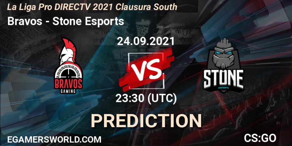 Pronósticos Bravos - Stone Esports. 24.09.2021 at 23:30. La Liga Season 4: Sur Pro Division - Clausura - Counter-Strike (CS2)