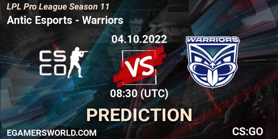 Pronósticos Antic Esports - Warriors. 04.10.22. LPL Pro League 2022 Season 2 - CS2 (CS:GO)