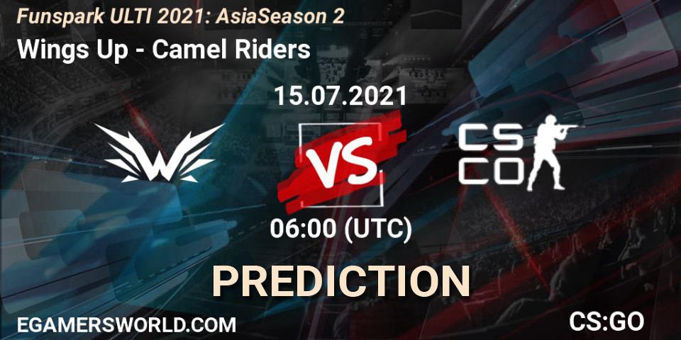 Pronósticos Wings Up - Camel Riders. 15.07.2021 at 06:40. Funspark ULTI 2021: Asia Season 2 - Counter-Strike (CS2)