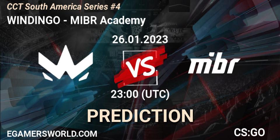 Pronósticos WINDINGO - MIBR Academy. 26.01.2023 at 23:00. CCT South America Series #4 - Counter-Strike (CS2)