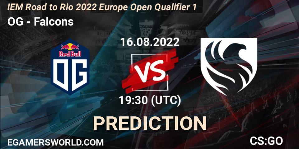 Pronósticos OG - Falcons. 16.08.2022 at 19:40. IEM Road to Rio 2022 Europe Open Qualifier 1 - Counter-Strike (CS2)