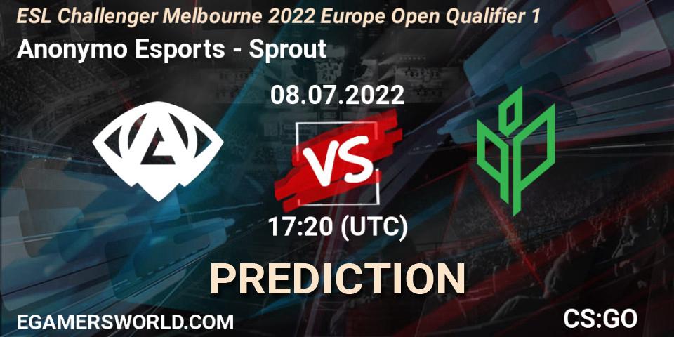 Pronósticos Anonymo Esports - Sprout. 08.07.2022 at 17:30. ESL Challenger Melbourne 2022 Europe Open Qualifier 1 - Counter-Strike (CS2)