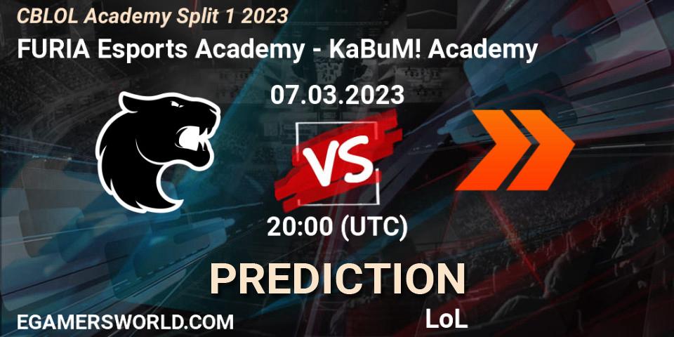 Pronósticos FURIA Esports Academy - KaBuM! Academy. 07.03.2023 at 20:00. CBLOL Academy Split 1 2023 - LoL