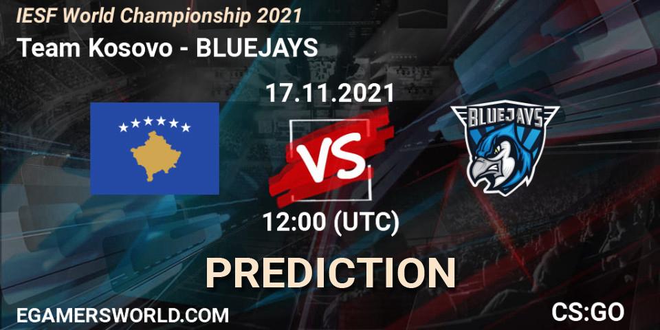 Pronósticos Team Kosovo - BLUEJAYS. 17.11.2021 at 12:00. IESF World Championship 2021 - Counter-Strike (CS2)