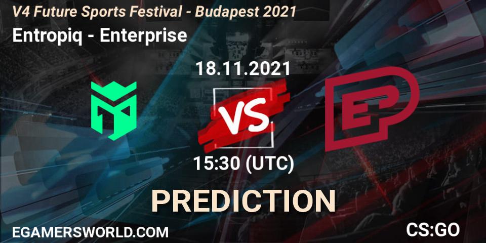 Pronósticos Entropiq - Enterprise. 18.11.2021 at 15:30. V4 Future Sports Festival - Budapest 2021 - Counter-Strike (CS2)