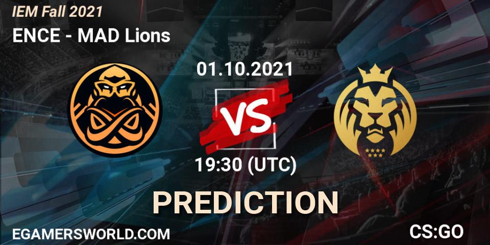 Pronósticos ENCE - MAD Lions. 01.10.2021 at 19:30. IEM Fall 2021: Europe RMR - Counter-Strike (CS2)