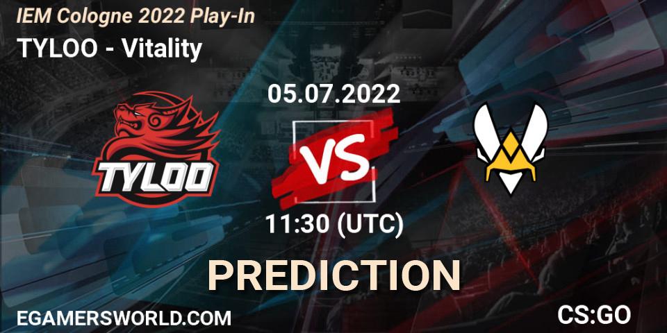 Pronósticos TYLOO - Vitality. 05.07.2022 at 12:20. IEM Cologne 2022 Play-In - Counter-Strike (CS2)