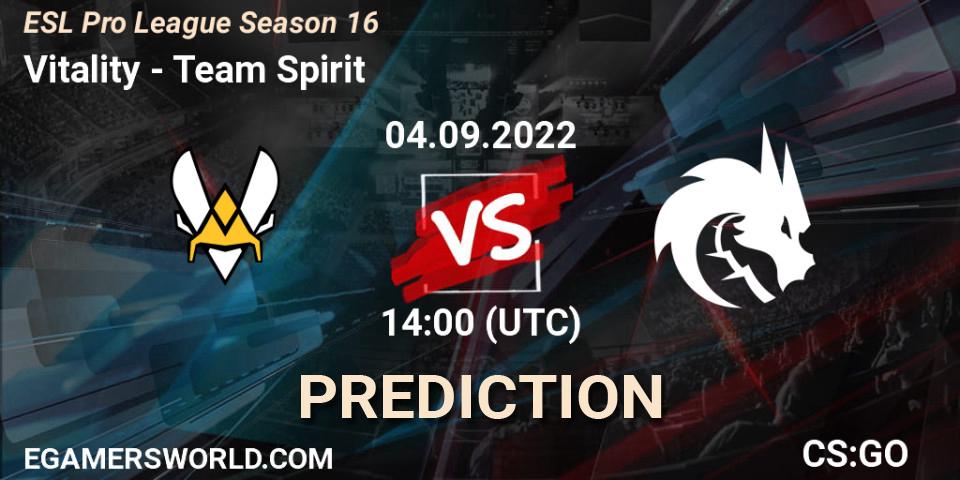 Pronósticos Vitality - Team Spirit. 04.09.22. ESL Pro League Season 16 - CS2 (CS:GO)