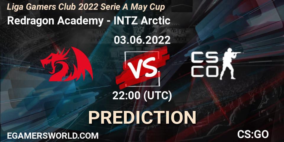 Pronósticos Redragon Academy - INTZ Arctic. 03.06.2022 at 21:10. Liga Gamers Club 2022 Serie A May Cup - Counter-Strike (CS2)
