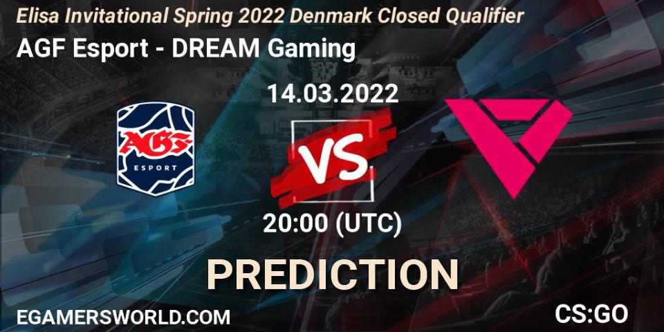 Pronósticos AGF Esport - DREAM Gaming. 14.03.2022 at 20:00. Elisa Invitational Spring 2022 Denmark Closed Qualifier - Counter-Strike (CS2)