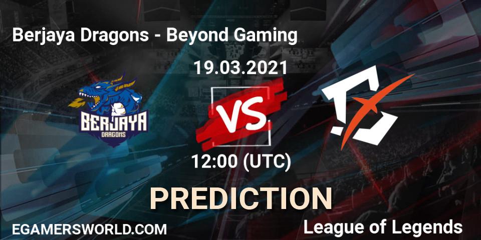 Pronósticos Berjaya Dragons - Beyond Gaming. 19.03.2021 at 12:00. PCS Spring 2021 - Group Stage - LoL