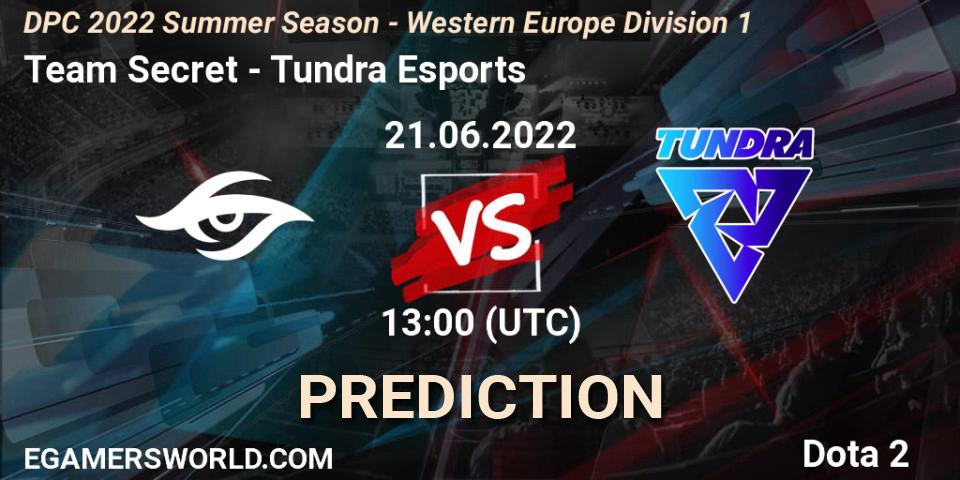 Pronósticos Team Secret - Tundra Esports. 21.06.2022 at 13:53. DPC WEU 2021/2022 Tour 3: Division I - Dota 2