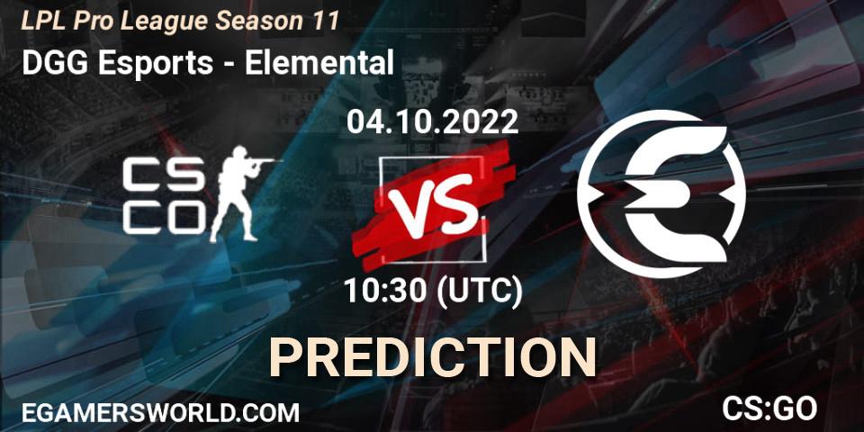 Pronósticos DGG Esports - Elemental. 04.10.22. LPL Pro League 2022 Season 2 - CS2 (CS:GO)
