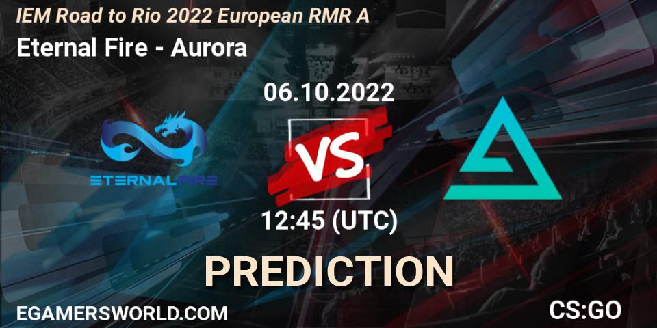 Pronósticos Eternal Fire - Aurora. 06.10.2022 at 13:15. IEM Road to Rio 2022 European RMR A - Counter-Strike (CS2)