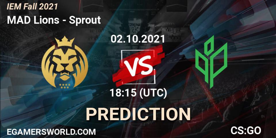 Pronósticos MAD Lions - Sprout. 02.10.2021 at 18:30. IEM Fall 2021: Europe RMR - Counter-Strike (CS2)