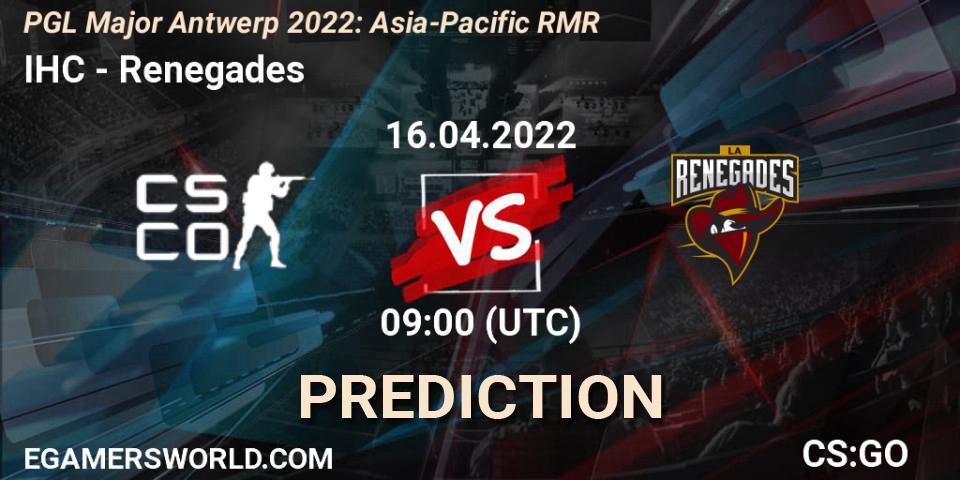 Pronósticos IHC - Renegades. 16.04.22. PGL Major Antwerp 2022: Asia-Pacific RMR - CS2 (CS:GO)