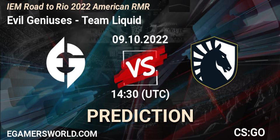 Pronósticos Evil Geniuses - Team Liquid. 09.10.22. IEM Road to Rio 2022 American RMR - CS2 (CS:GO)