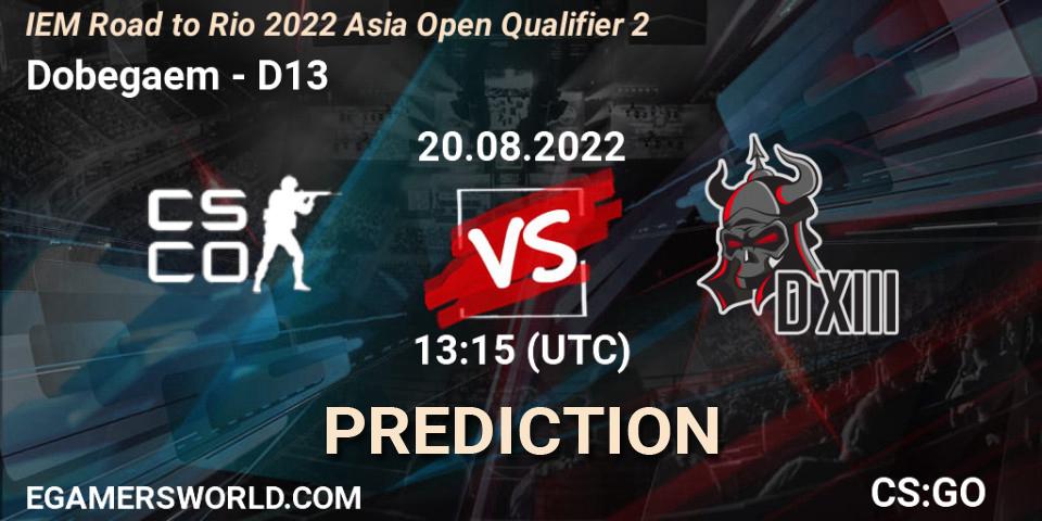 Pronósticos Dobegaem - D13. 20.08.2022 at 13:15. IEM Road to Rio 2022 Asia Open Qualifier 2 - Counter-Strike (CS2)