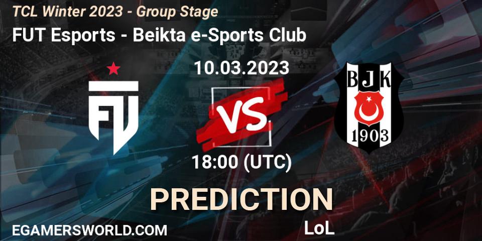 Pronósticos FUT Esports - Beşiktaş e-Sports Club. 17.03.2023 at 18:00. TCL Winter 2023 - Group Stage - LoL
