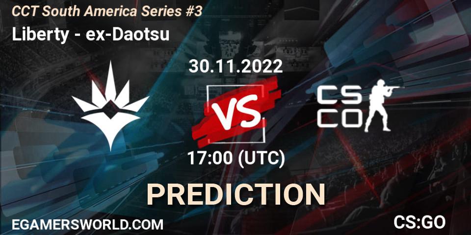 Pronósticos Liberty - ex-Daotsu. 30.11.2022 at 17:00. CCT South America Series #3 - Counter-Strike (CS2)