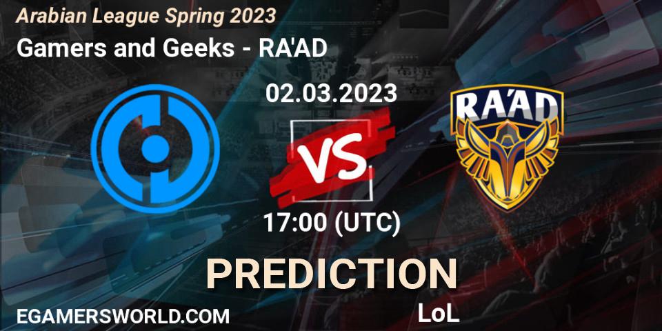 Pronósticos Gamers and Geeks - RA'AD. 09.02.23. Arabian League Spring 2023 - LoL