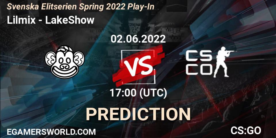 Pronósticos Lilmix - LakeShow. 02.06.2022 at 17:05. Svenska Elitserien Spring 2022 Play-In - Counter-Strike (CS2)