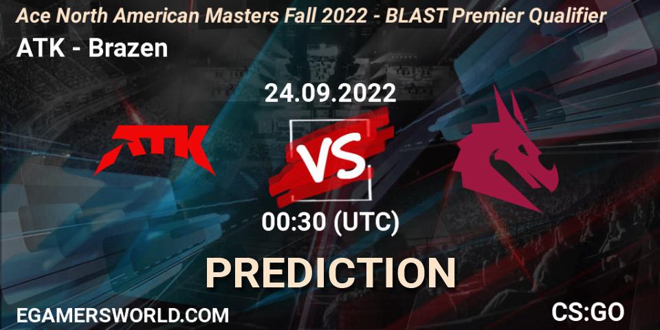 Pronósticos ATK - Brazen. 24.09.2022 at 01:45. FiReLEAGUE 2022: North America - BLAST Premier Qualifier - Counter-Strike (CS2)