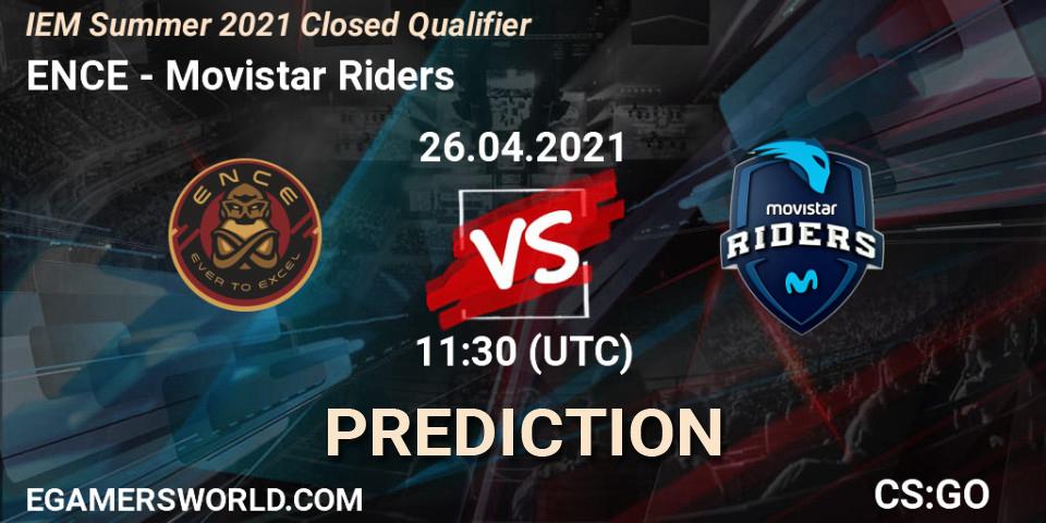 Pronósticos ENCE - Movistar Riders. 26.04.2021 at 11:30. IEM Summer 2021 Closed Qualifier - Counter-Strike (CS2)