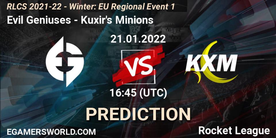 Pronósticos Evil Geniuses - Kuxir's Minions. 21.01.22. RLCS 2021-22 - Winter: EU Regional Event 1 - Rocket League
