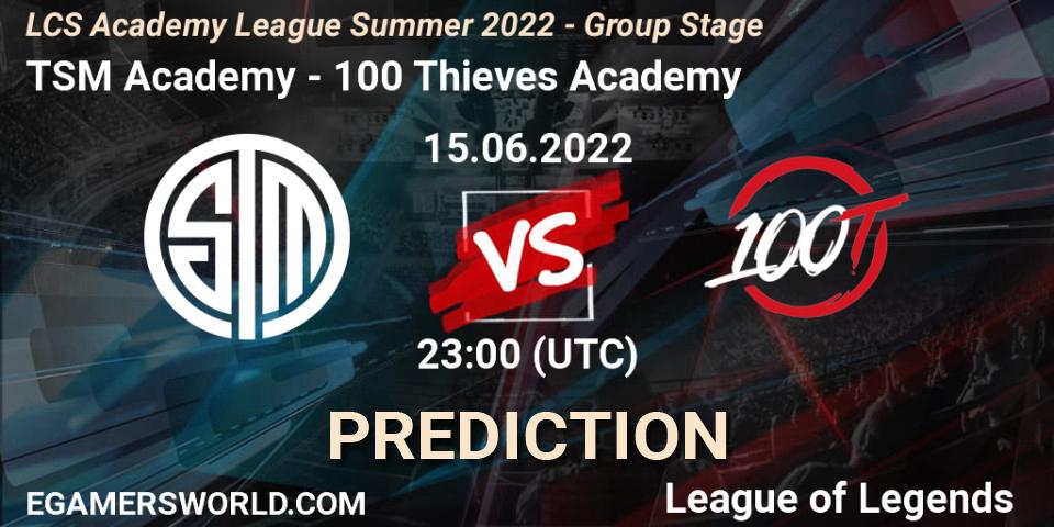 Pronósticos TSM Academy - 100 Thieves Academy. 15.06.22. LCS Academy League Summer 2022 - Group Stage - LoL