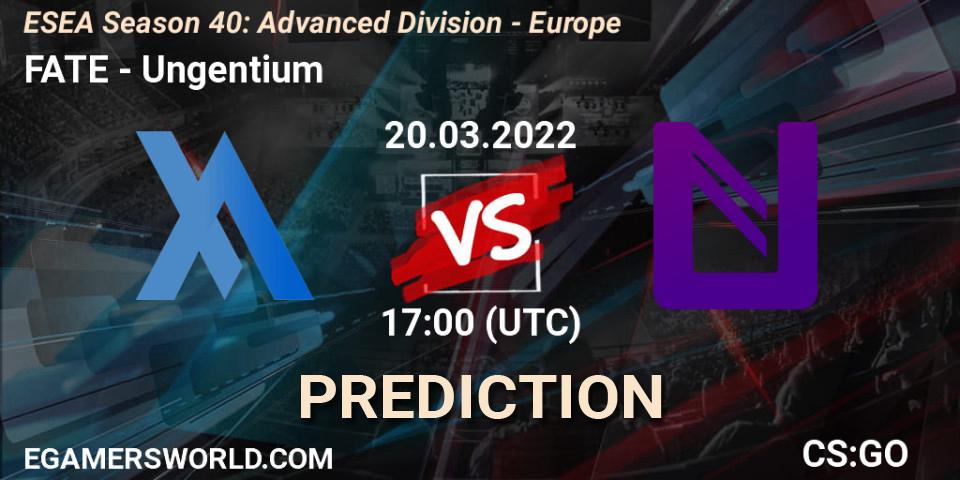 Pronósticos FATE - Ungentium. 20.03.22. ESEA Season 40: Advanced Division - Europe - CS2 (CS:GO)