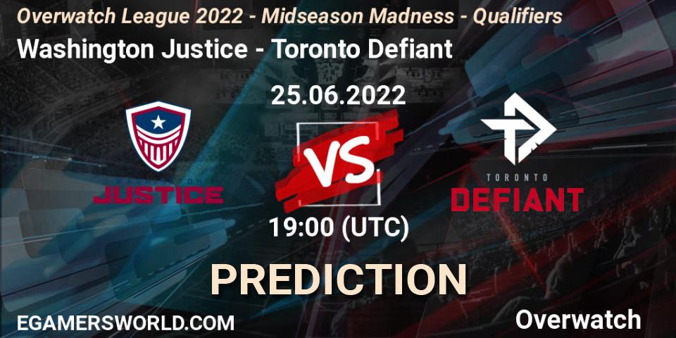 Pronósticos Washington Justice - Toronto Defiant. 25.06.2022 at 19:00. Overwatch League 2022 - Midseason Madness - Qualifiers - Overwatch