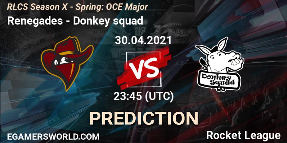 Pronósticos Renegades - Donkey squad. 30.04.2021 at 23:45. RLCS Season X - Spring: OCE Major - Rocket League