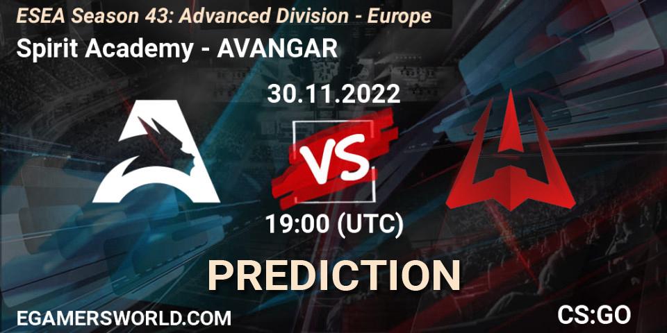 Pronósticos Spirit Academy - AVANGAR. 30.11.22. ESEA Season 43: Advanced Division - Europe - CS2 (CS:GO)