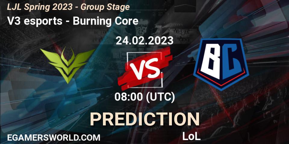 Pronósticos V3 esports - Burning Core. 24.02.23. LJL Spring 2023 - Group Stage - LoL